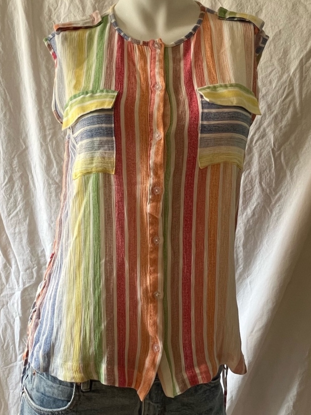 Rainbow Sleeveless Tie sides Top
